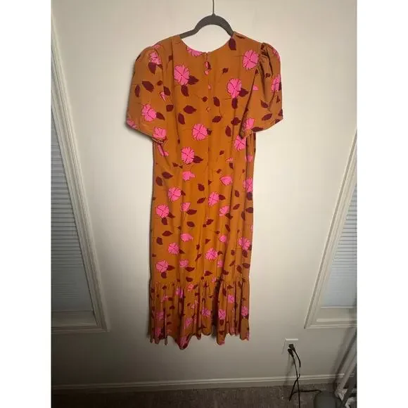 Rhode Anton Midi Dress Size 14 Pink and maroon floral - Picture 8 of 8